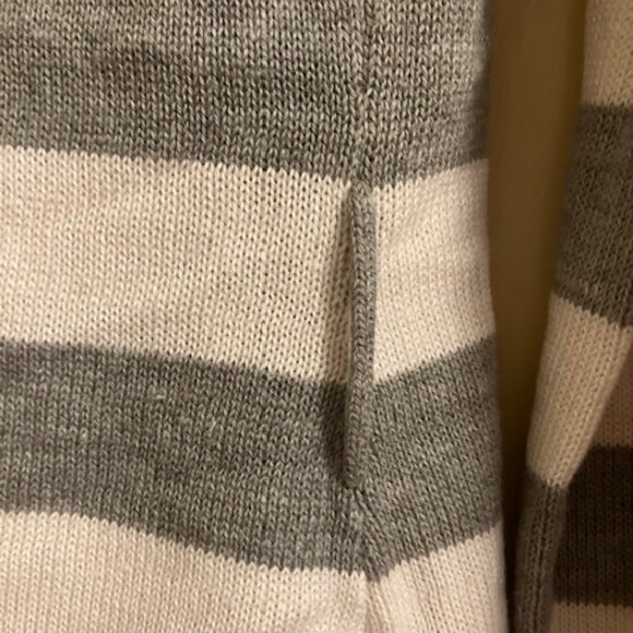 Gray and White Striped Knit Hoodie - Picture 5 of 5
